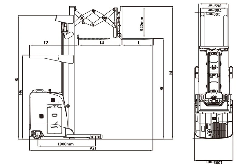 double deep electric reach truck CQDH15CH drawing made in china double deep electric reach truck CQDH15CH drawing made in china